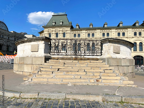 Lobnoye Mesto. Red Sqair. Moscow city. Capital of Russia. Located in front of Saint Basil's Cathedral. 13-meter-long stone platform was first mentioned in 1547 when Ivan Terrible addressed Muscovites