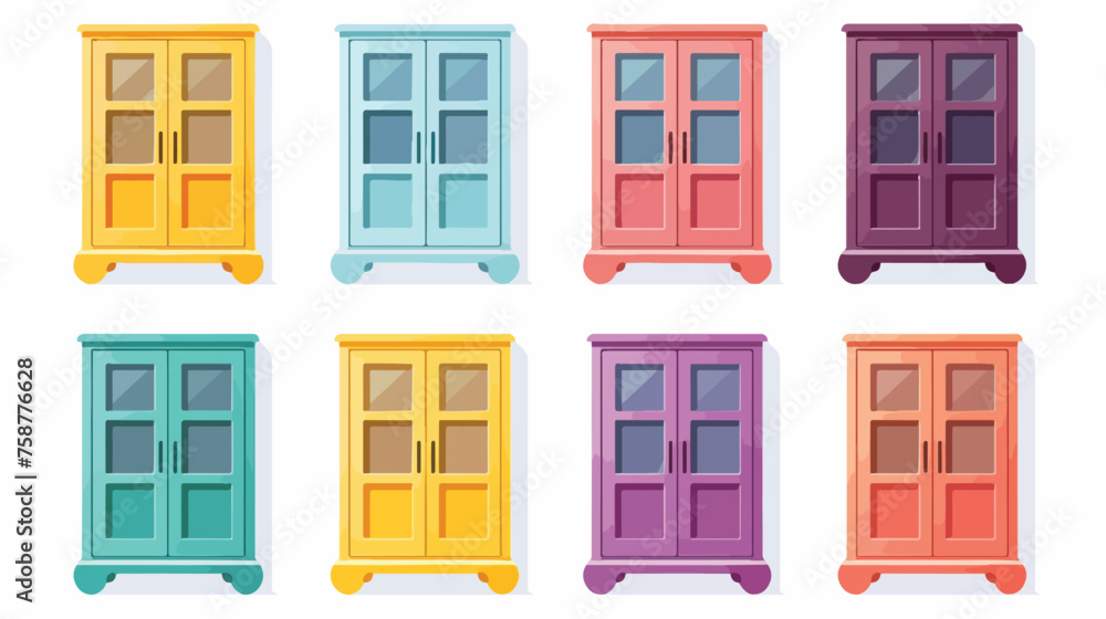 Cabinet with colored icon vector illlustration logo