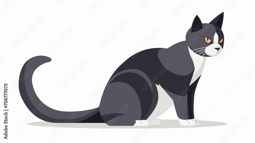 Cartoon cat flat vector isolated on white background