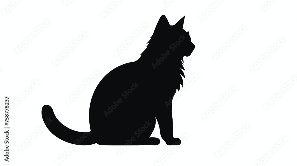 Cat silhouette isolated on white background. logo 