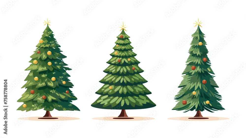 Christmas tree new year flat vector