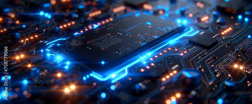 Iconic and Angular: Capturing the Sharp Beauty of Circuit Boards with Blue Lights