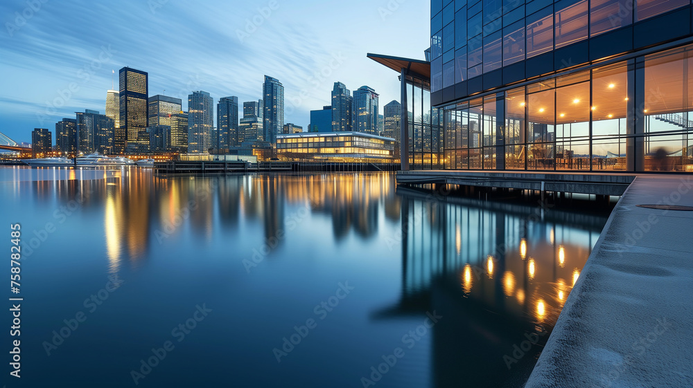 Obraz premium Waterfront Reflecting Skyline
