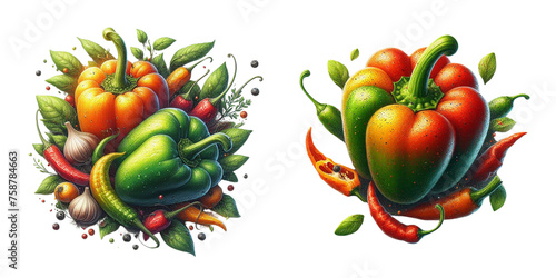 set of capsicum isolated on transparent background