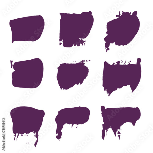 Deep purple vector paint swatches isolated on a white background