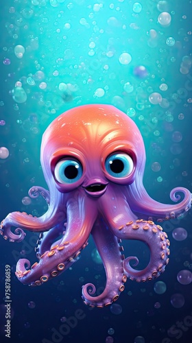 Vibrant Octopus Wallpaper for Kids © dDenVil