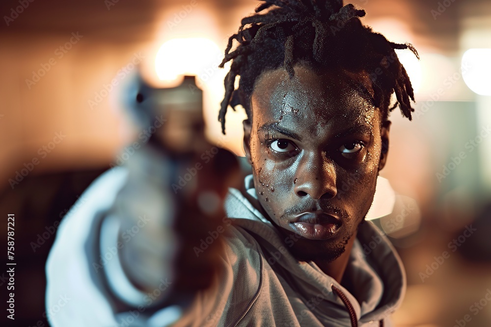 Man Pointing Gun at Camera Man Pointing Gun at Camera