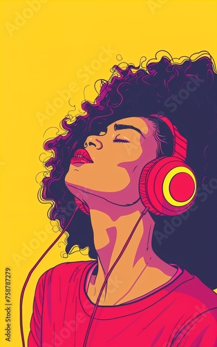  A woman listening to music