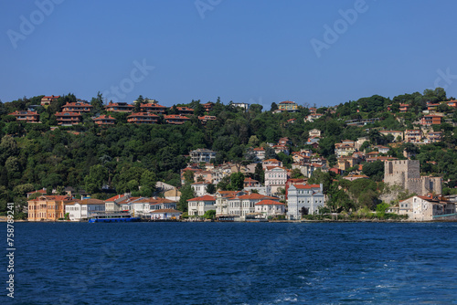 Cityscape View from the water to buildings in the city of Istanbul in public places