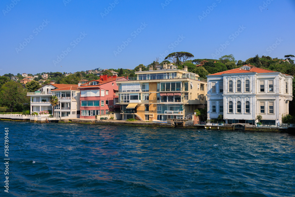 Cityscape View from the water to buildings in the city of Istanbul in public places Cityscape View from the water to buildings in the city of Istanbul in public places