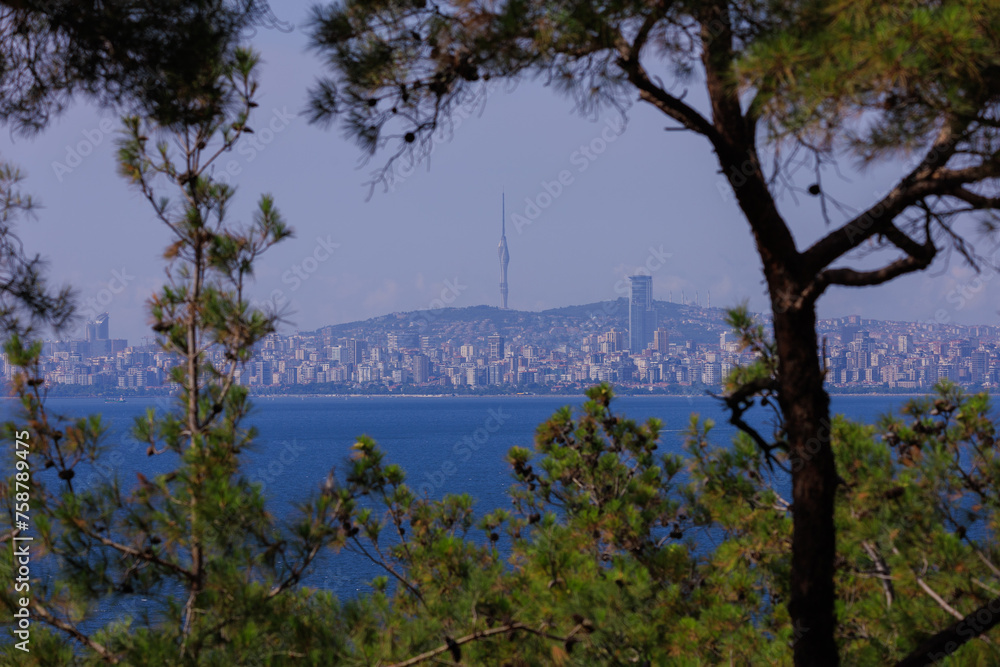 Cityscape View from the water to buildings in the city of Istanbul in public places Cityscape View from the water to buildings in the city of Istanbul in public places