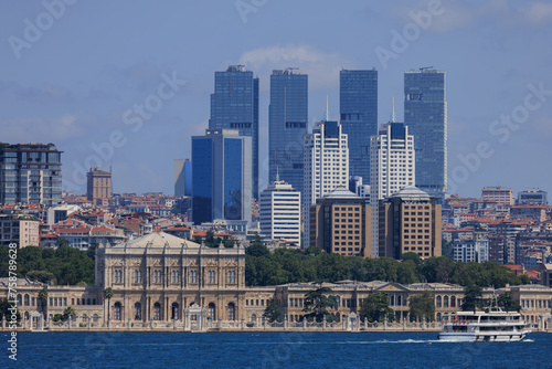 Cityscape View from the water to buildings in the city of Istanbul in public places