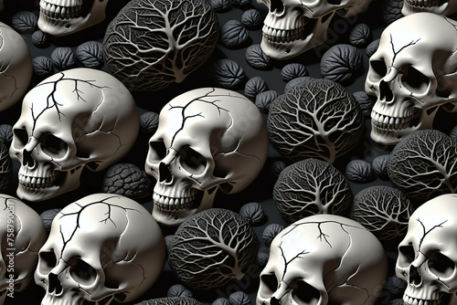 Skulls. Seamless pattern. D...