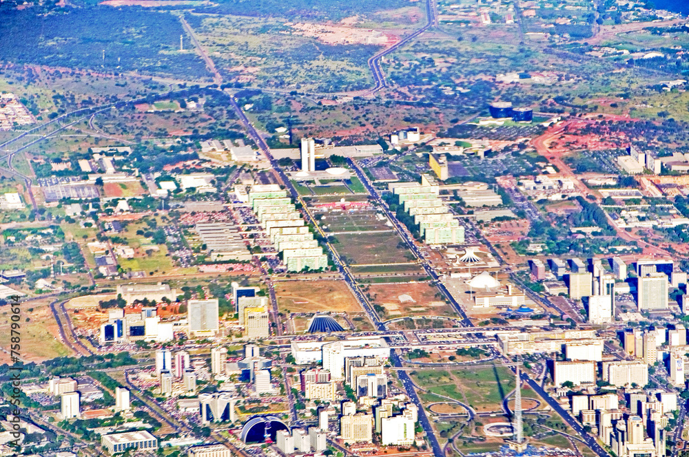 Aerial view of the Pilot Plan, principal urbanistic area of Brasilia, Brazil, 2019