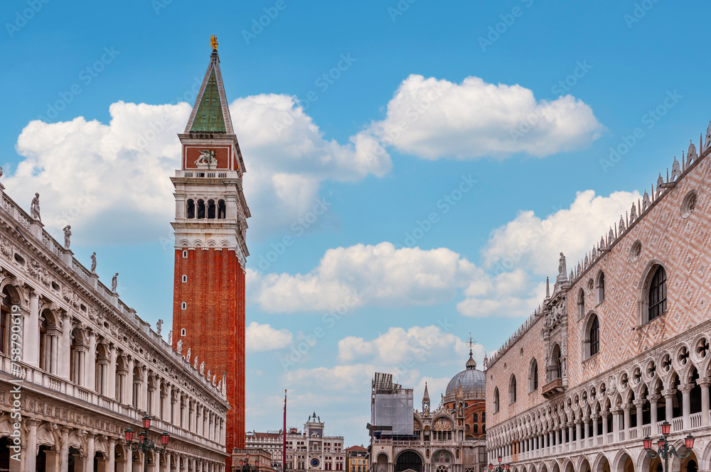 The Campanile of St. Mark's Square in Venice in Veneto, Italy