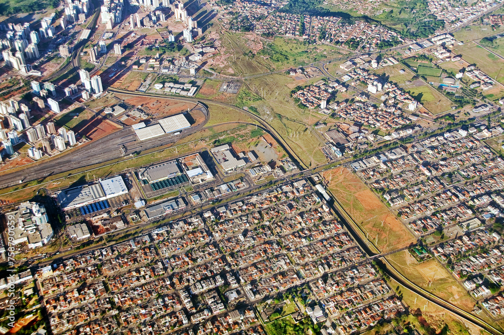 Aerial view of Taguatinga and Aguas Claras cities, Satellite City of Brasilia, Brazil,May 2019