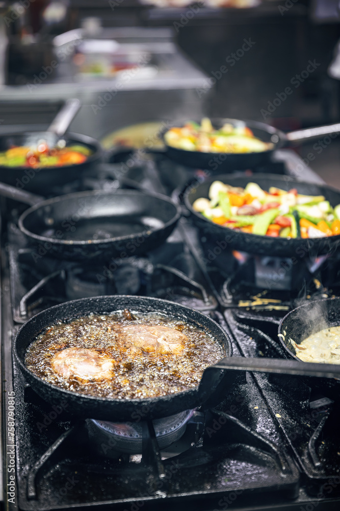 Cooking meat in a frying pan Cooking meat in a frying pan