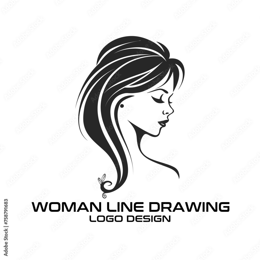 Woman Line Drawing Vector Logo Design Woman Line Drawing Vector Logo Design