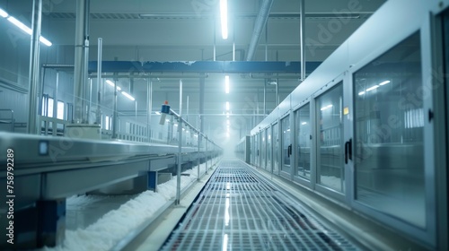 Modern automated feeding system in a dairy farm with a clear perspective