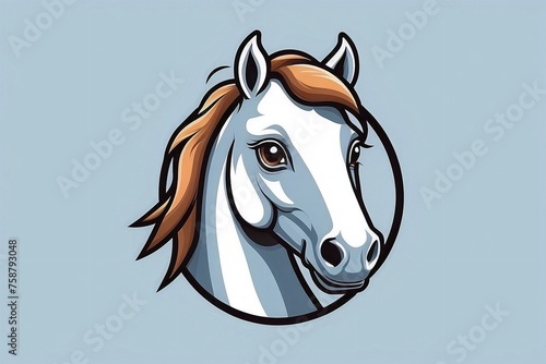 cute horse cartoon vector logo photo