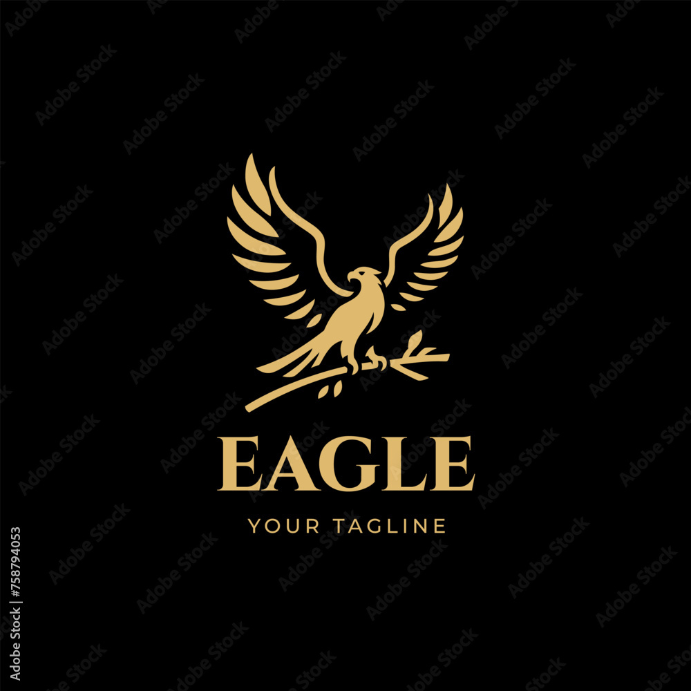 Obraz premium Luxury Eagle Logo Vector. Eagle Wing Flight Logo. Flying Bird Logo. Vector Illustration.