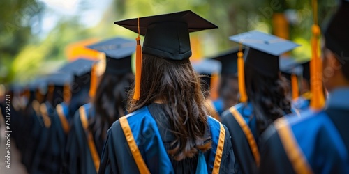 At a university graduation ceremony, students celebrate their academic achievements.