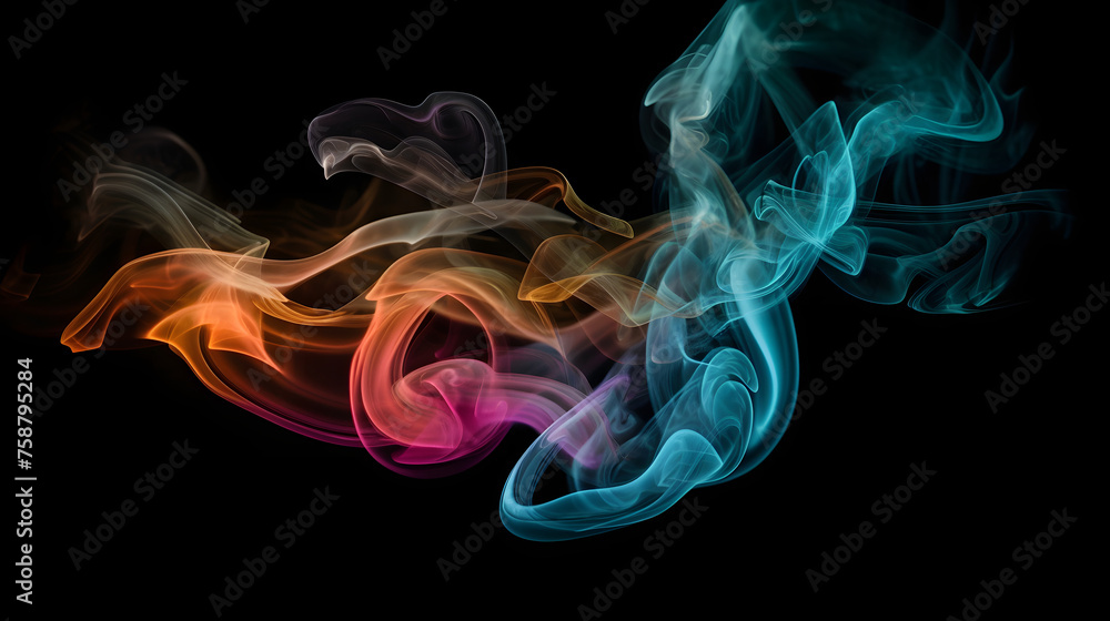 Elegant vibrant smoke against a black background wallpaper.
