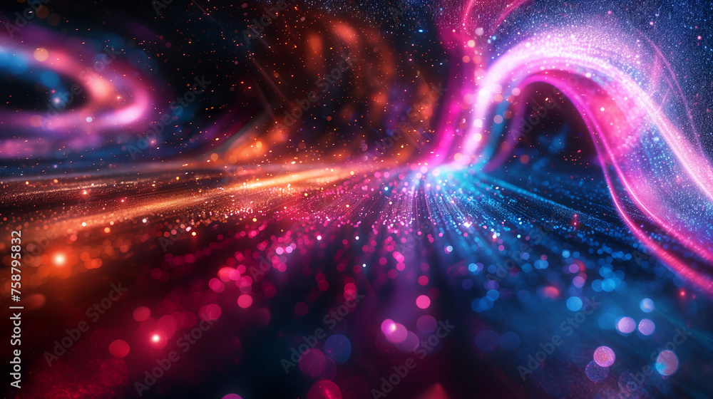 Futuristic abstract background, colorful bright neon rays and glowing lines. Bokeh effect. AI generative Futuristic abstract background, colorful bright neon rays and glowing lines. Bokeh effect. AI generative