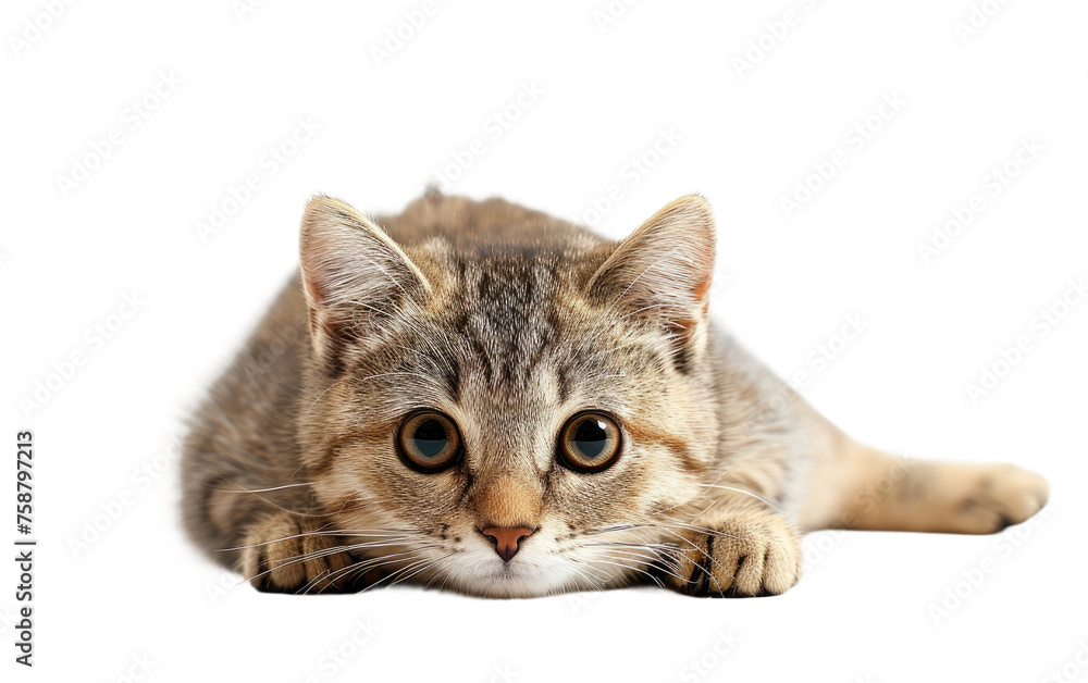 Adorable brown kitty isolated on transparent Background