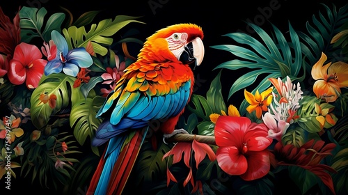 "Radiant Plumage, Dazzling Gaze: The Enchanting Beauty of a Parrot, Its Vivid Feathers Complementing Eyes Alive with a Kaleidoscope of Colours, a Portrait of Nature's Exquisite Artistry."