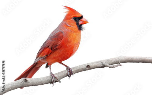 Cardinal Relaxing on Tree Branch isolated on transparent Background