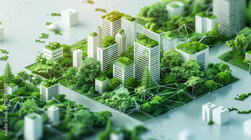 3D green building in big city