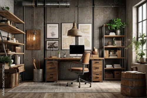 Rustic Chic Home Office © Rabil