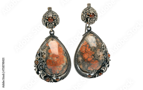 Chiastolite Earring isolated on transparent Background photo