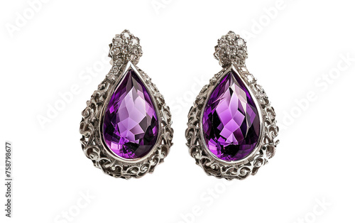 Amethyst Stone Ear Jewelry isolated on transparent Background