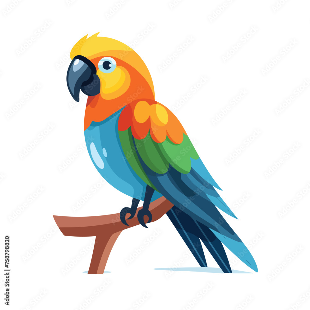 Flat design parrot drawing icon vector illustration