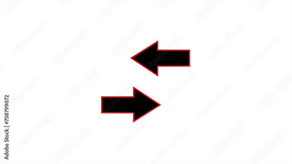 Left and right arrow pointing on the white background. Left and right arrow pointing on the white background.
