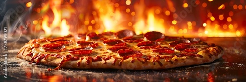 Fire Hyerrealistic Hot Pepperoni Pizza on