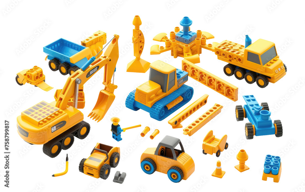 Toy Construction Creations isolated on transparent Background Toy Construction Creations isolated on transparent Background