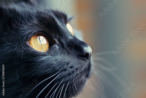 cute black cat with bright eyes