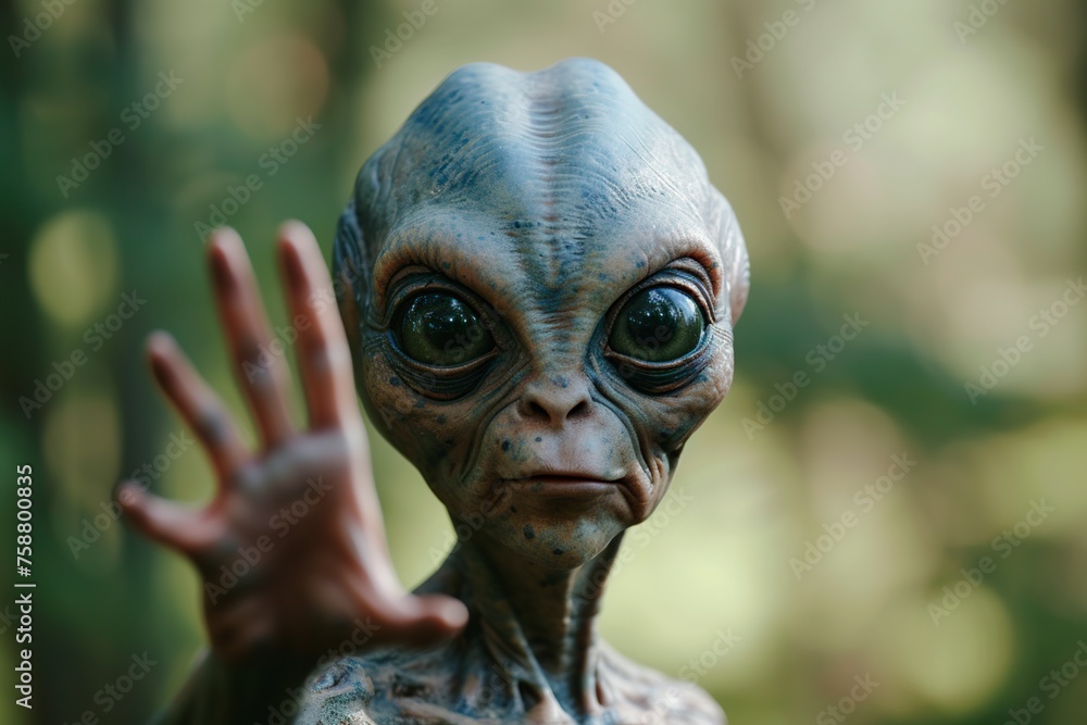 alien greets us by raising his hand alien greets us by raising his hand
