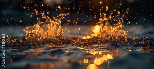 Beautifully entwined contrast of fire and water elements against a dark backdrop © Ilja