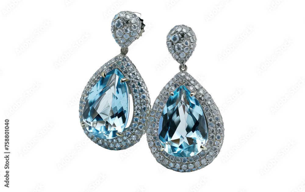 Aquamarine Earring isolated on transparent Background Aquamarine Earring isolated on transparent Background