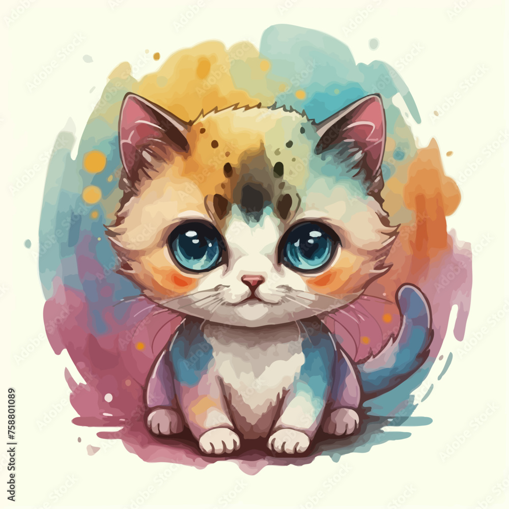 Vector illustration of cute cat..