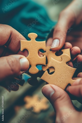 hands holding puzzle pieces in mutual cooperation © Jorge Ferreiro