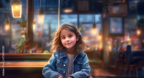 Wallpaper Mural portrait of a woman  kid in the city coffee shop_ ai digital art  Torontodigital.ca