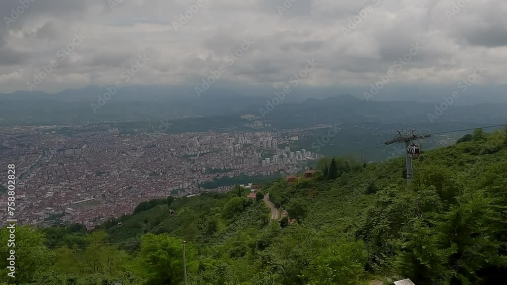 Top view of Turkish cities, view from the mountain to the beach, sea and city Top view of Turkish cities, view from the mountain to the beach, sea and city