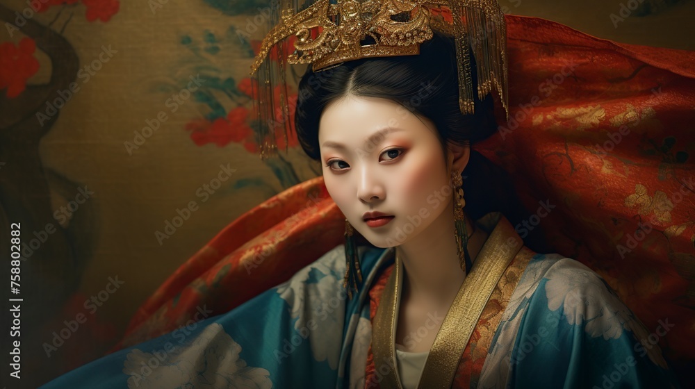 first and only Chinese empress Wu Zetian - obrazy, fototapety, plakaty 
