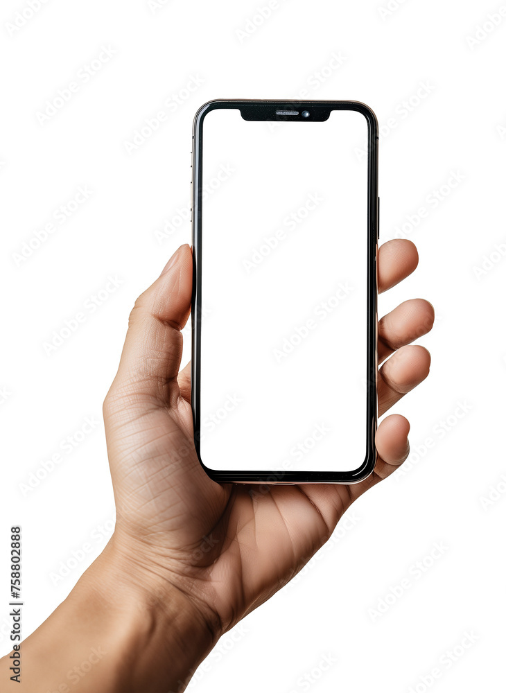 Hands holding smartphone isolated on transparent background - PNG format. Hands holding smartphone isolated on transparent background - PNG format.