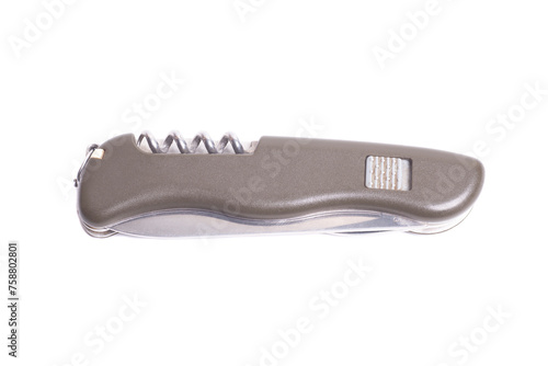 Multipurpose knife isolated on white with all neccessary tools all in one